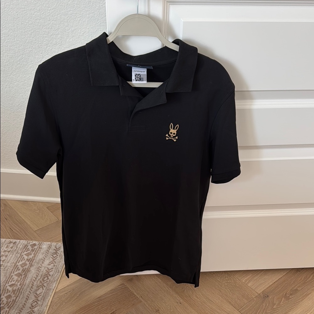 Psycho Bunny Black Polo Shirt with Gold Logo